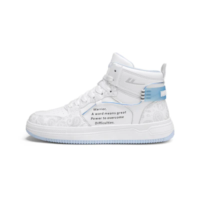 Warrior High-Top Sneaker 'Cashew Flower Print - White Grey Light Blue'