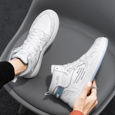 Warrior High-Top Sneaker 'Cashew Flower Print - White Grey Light Blue' WXY-D972C02 4