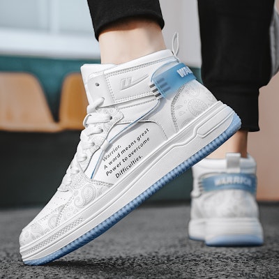 Warrior High-Top Sneaker 'Cashew Flower Print - White Grey Light Blue' WXY-D972C02 5