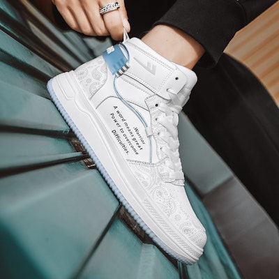 Warrior High-Top Sneaker 'Cashew Flower Print - White Grey Light Blue' WXY-D972C02 1