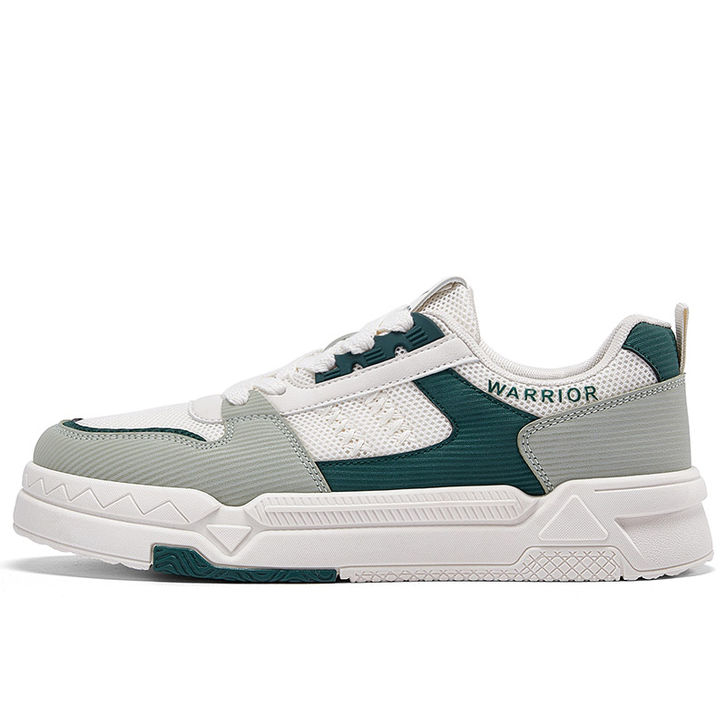 Warrior HuaiLi Low-Top Breathable White Green Mesh Sneakers for Men. WXY2773Z-1 White Green.