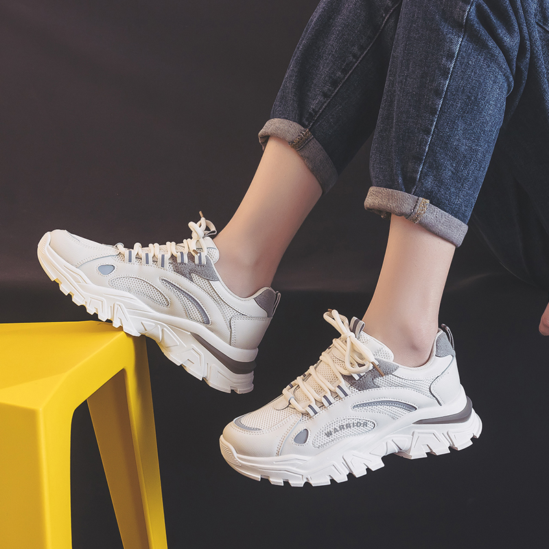 Details for 勇士回力 運動休閒 潮流百搭厚底 增高抗磨 低筒 爸爸鞋 男女同款 米灰