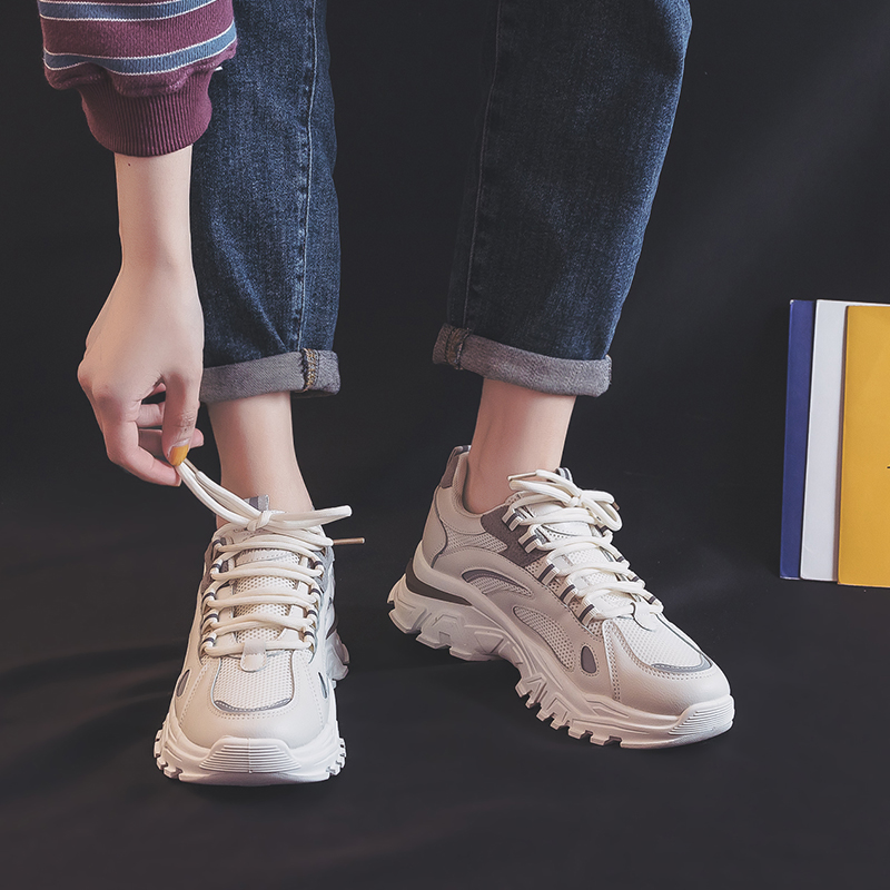 Sizing 勇士回力 運動休閒 潮流百搭厚底 增高抗磨 低筒 爸爸鞋 男女同款 米灰