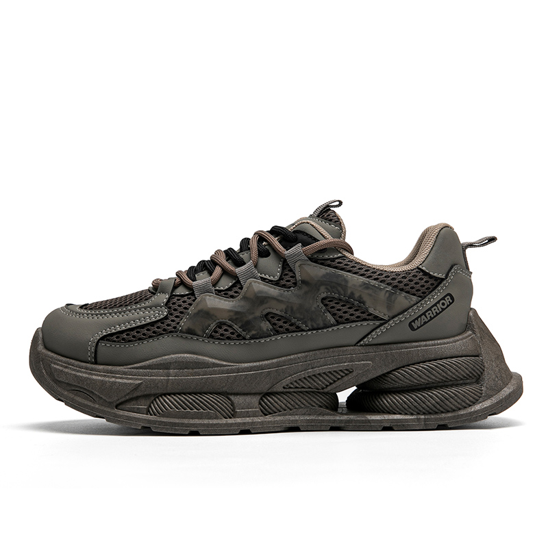 Warrior Low-Top Chunky Sneakers Beige/Black - Stylish, Comfy & Non-Slip. WXY-E671C Light Khaki Black