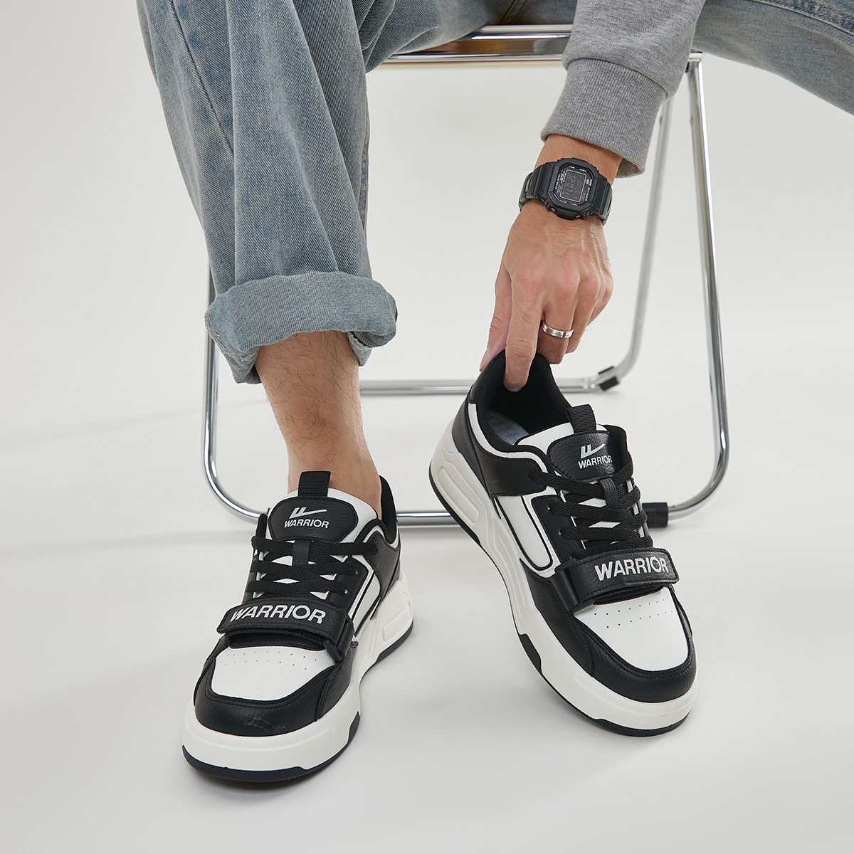 Warrior Low-Top Skate Shoes 'Beige Black' 圖 6