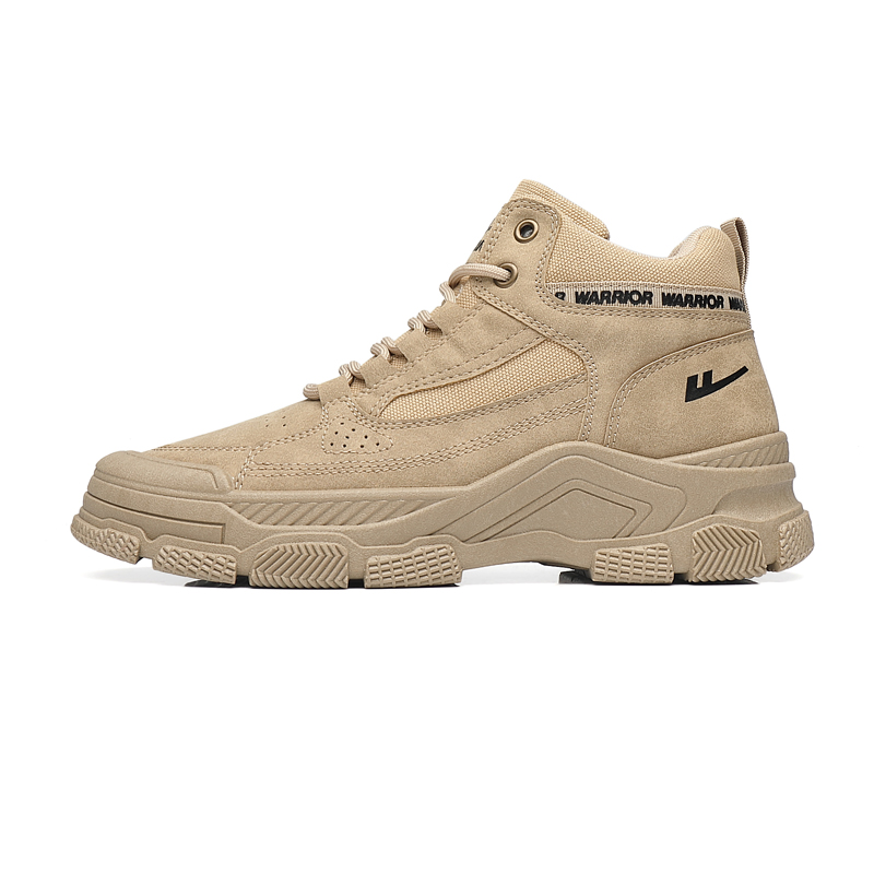 Buy 回力戰士 皮革拼貼 時尚休閒 防滑耐磨 短筒 馬丁靴 男款 卡其色