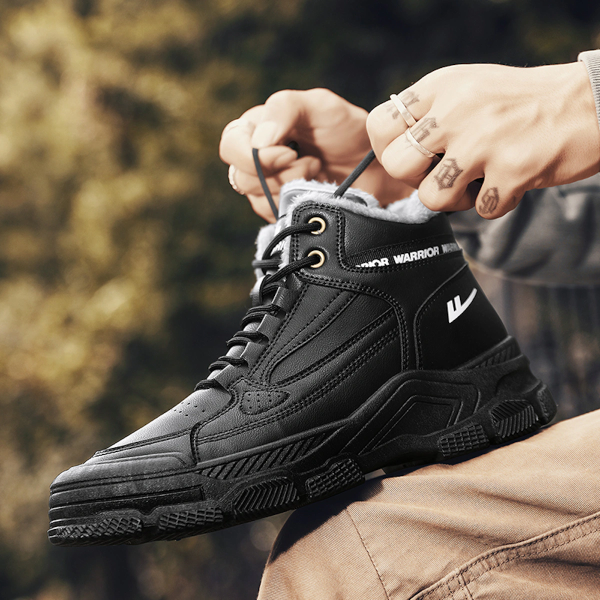 Warrior Martin Boot 'Synthetic Leather Patchwork'