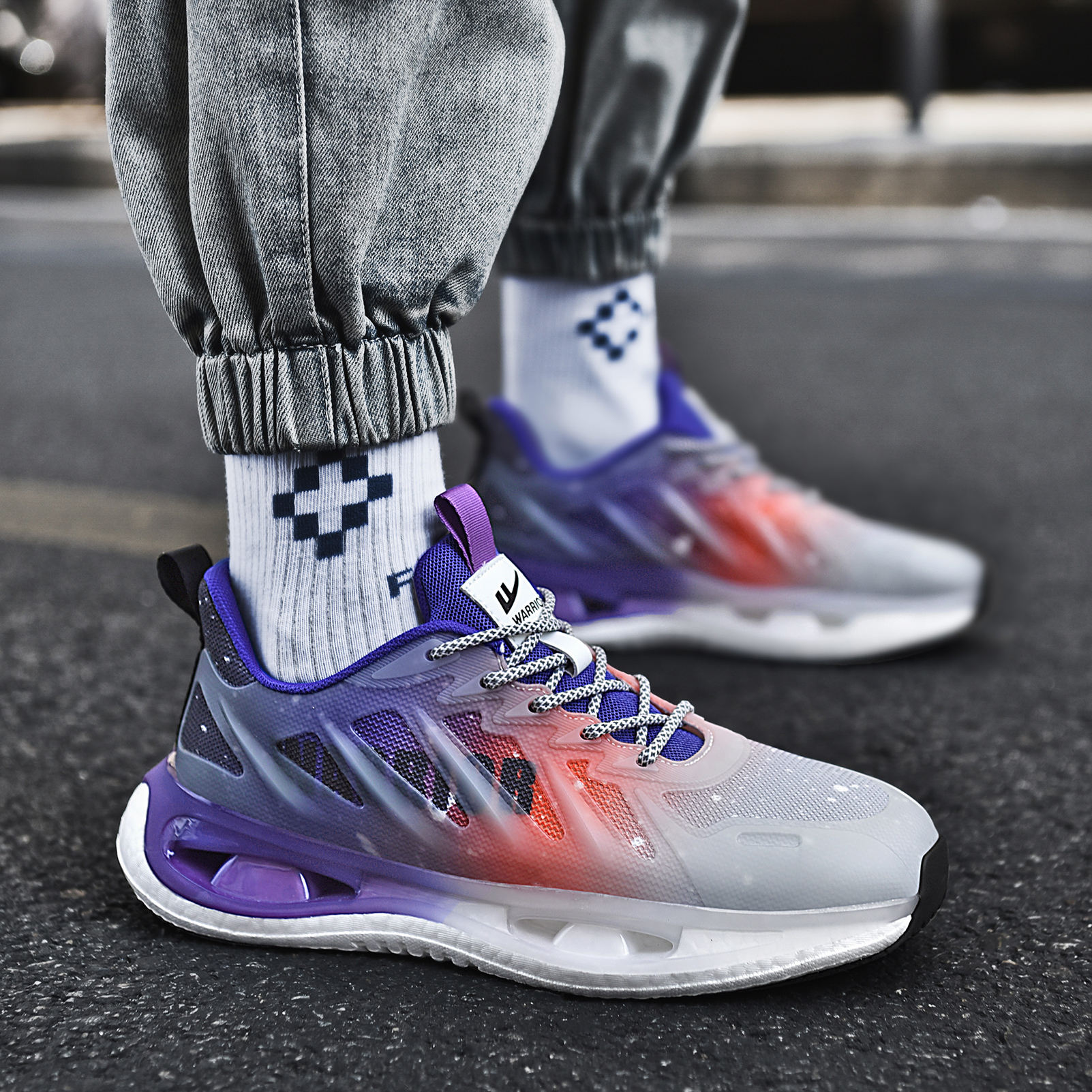 Warrior Running Shoes Low 'Blue Orange Grey' 圖 6