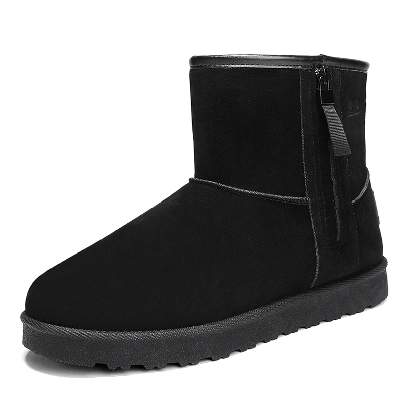 Order 回力戰士 加絨保暖耐磨 舒適休閒 戶外 中筒雪地靴 男款 黑色