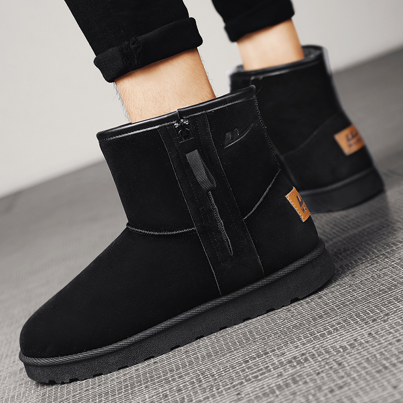 Purchase 回力戰士 加絨保暖耐磨 舒適休閒 戶外 中筒雪地靴 男款 黑色