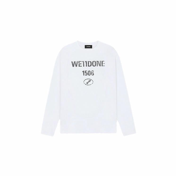 WE11DONE 1506 Vintage Logo Print White Long Sleeve Unisex Casual T-Shirt WD-TT1-25-768-U-WH 圖 2
