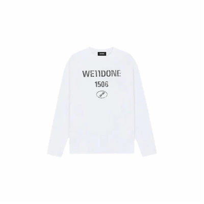 WE11DONE 1506 Kaos Lengan Panjang Vintage Logo Putih Unisex Casual WD-TT1-25-768-U-WH Order WE11DONE 1506 Kaos Lengan Panjang Vintage Logo Putih Unisex Casual WD-TT1-25-768-U-WH