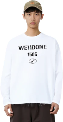 WE11DONE 1506 Kaos Lengan Panjang Vintage Logo Putih Unisex Casual WD-TT1-25-768-U-WH Purchase WE11DONE 1506 Kaos Lengan Panjang Vintage Logo Putih Unisex Casual WD-TT1-25-768-U-WH