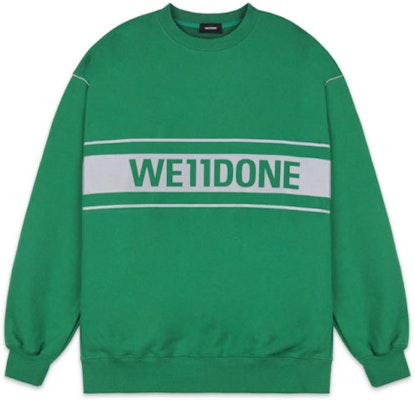 WE11DONE 3M Reflective Logo Print Unisex Green Long-Sleeve Sweatshirt WD-SS5-19-048-GR Order WE11DONE 3M Reflective Logo Print Unisex Green Long-Sleeve Sweatshirt WD-SS5-19-048-GR