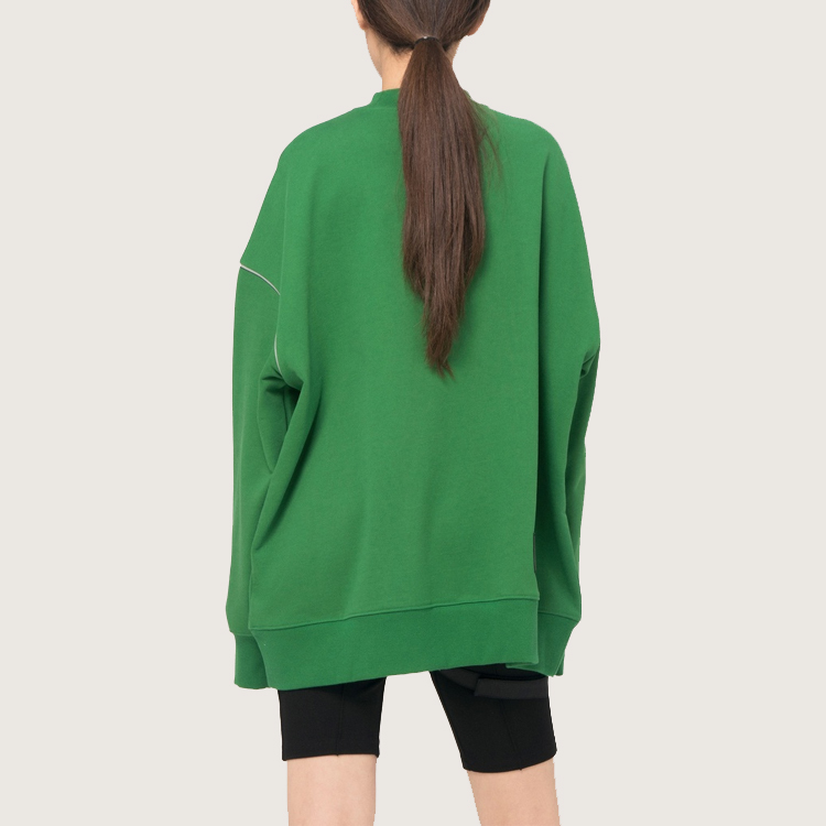 Shop WE11DONE 3M Reflective Logo Print Unisex Green Long-Sleeve Sweatshirt WD-SS5-19-048-GR