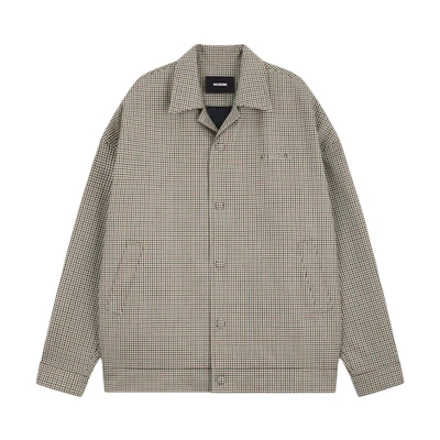 WE11DONE Beige Long Sleeve Cotton Jacket with Tonal Logo Patch. WD-JK2-24-075-M-BG