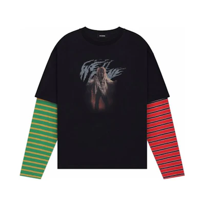 WE11DONE Black Contrast Stitch Long-Sleeve Layered Crewneck Tee WD-TT0-24-877-U-MX