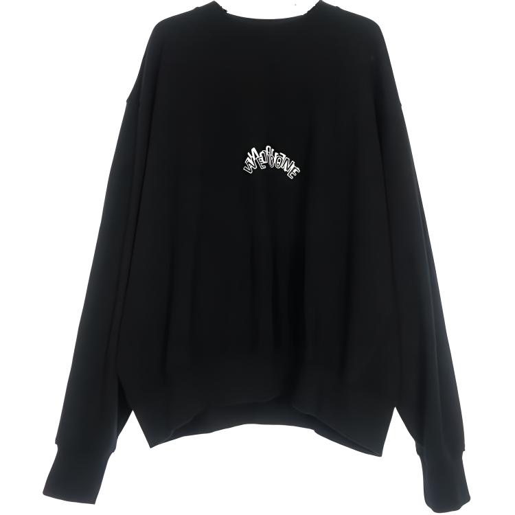 WE11DONE  Black Crewneck Long Sleeve Sweatshirt with Letter Print WD-TS3-22-821-U-BK