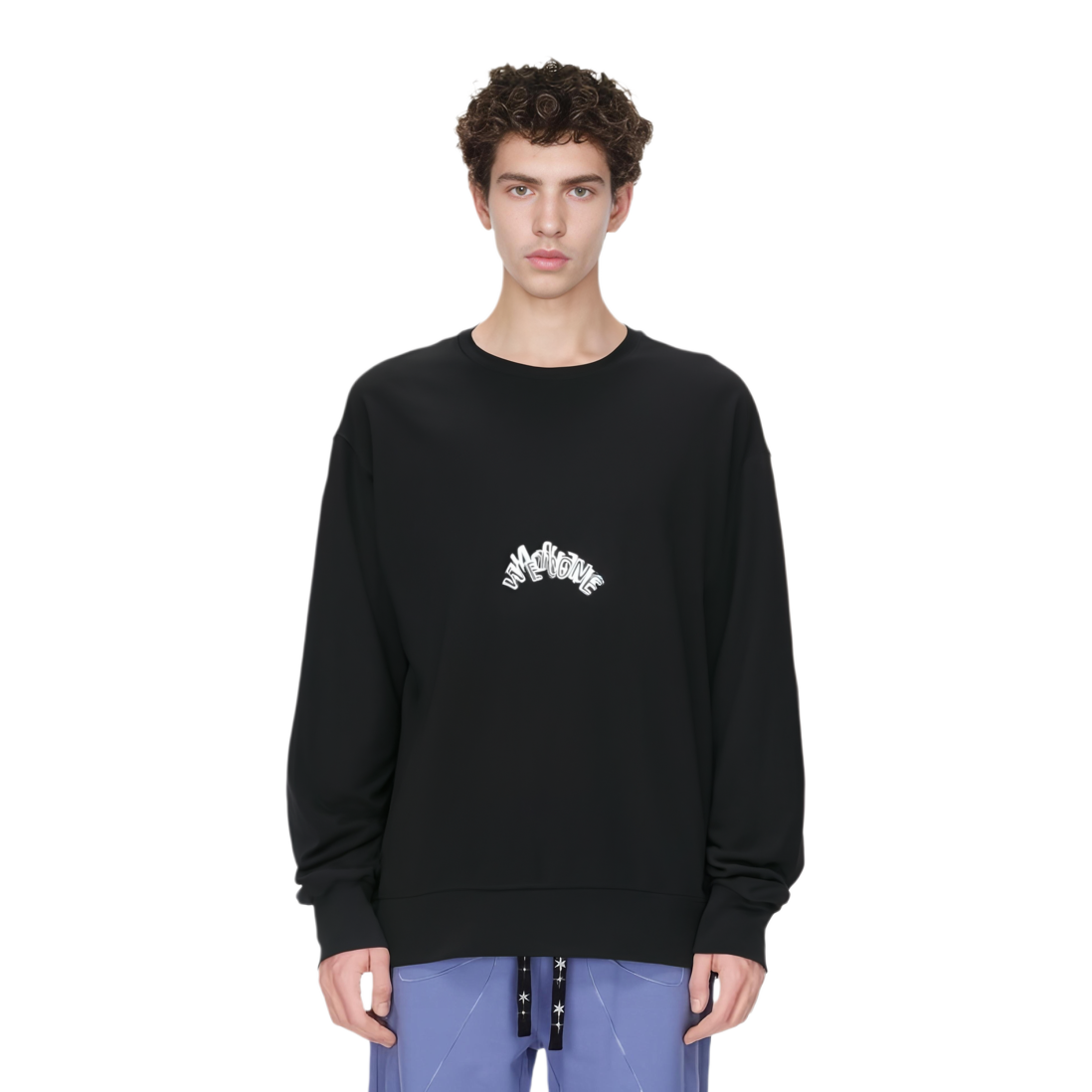 WE11DONE  Black Crewneck Long Sleeve Sweatshirt with Letter Print WD-TS3-22-821-U-BK 圖 4