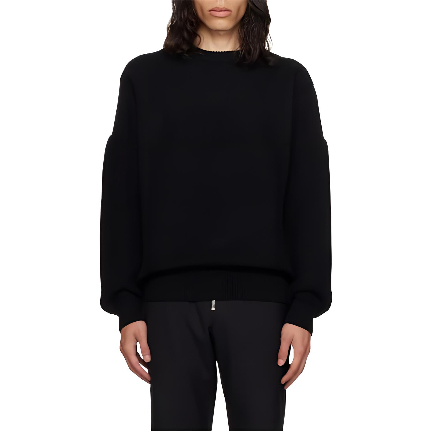 WE11DONE  Black Crewneck Loose Fit Knit Sweater WD-KT3-23-643-U-BK