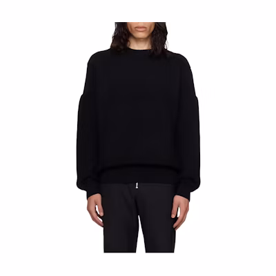 WE11DONE Black Crewneck Loose Fit Knit Sweater WD-KT3-23-643-U-BK