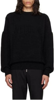 WE11DONE 黑色寬鬆版針織圓領毛衣 WD-KT3-23-643-U-BK Order WE11DONE 黑色寬鬆版針織圓領毛衣 WD-KT3-23-643-U-BK