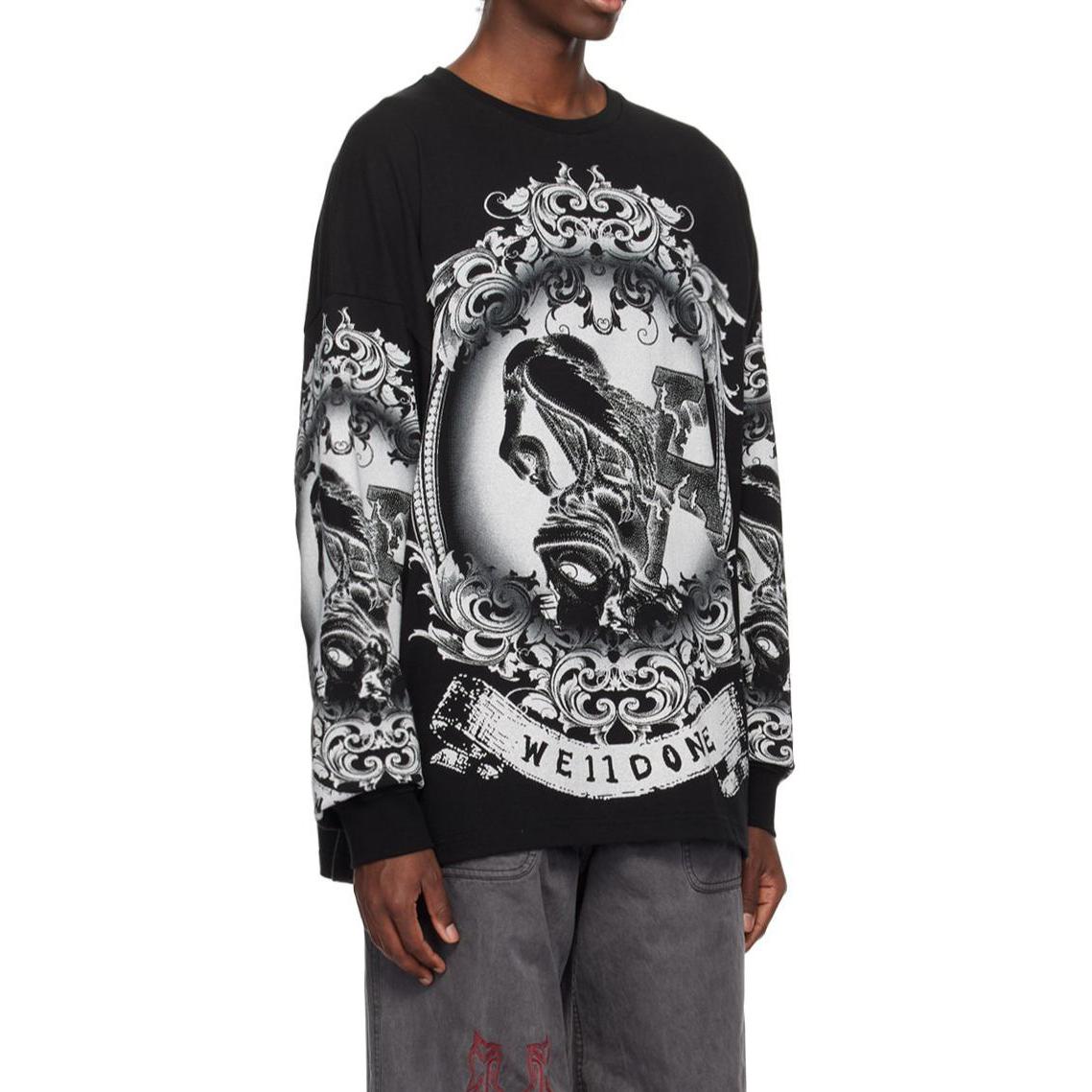 WE11DONE  Black Crewneck Printed Long Sleeve T-Shirt WD-TT3-23-759-U-BK 圖 5