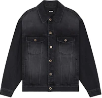 WE11DONE Black Embroidered Logo Button-Up Denim Jacket Long Sleeve WD-DJ2-24-345-M-BK WE11DONE Black Embroidered Logo Button-Up Denim Jacket Long Sleeve WD-DJ2-24-345-M-BK