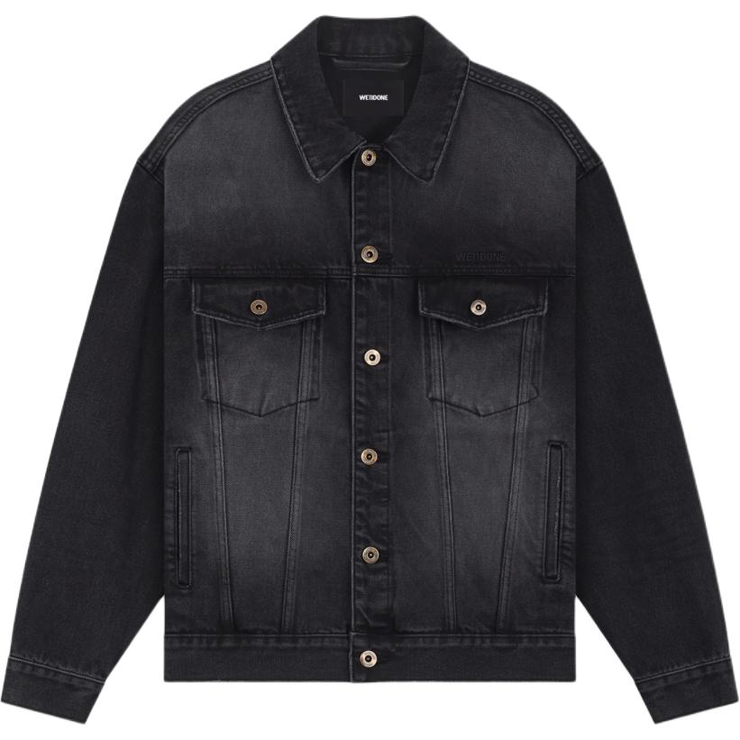 WE11DONE  Black Embroidered Logo Button-Up Denim Jacket Long Sleeve WD-DJ2-24-345-M-BK 圖 2