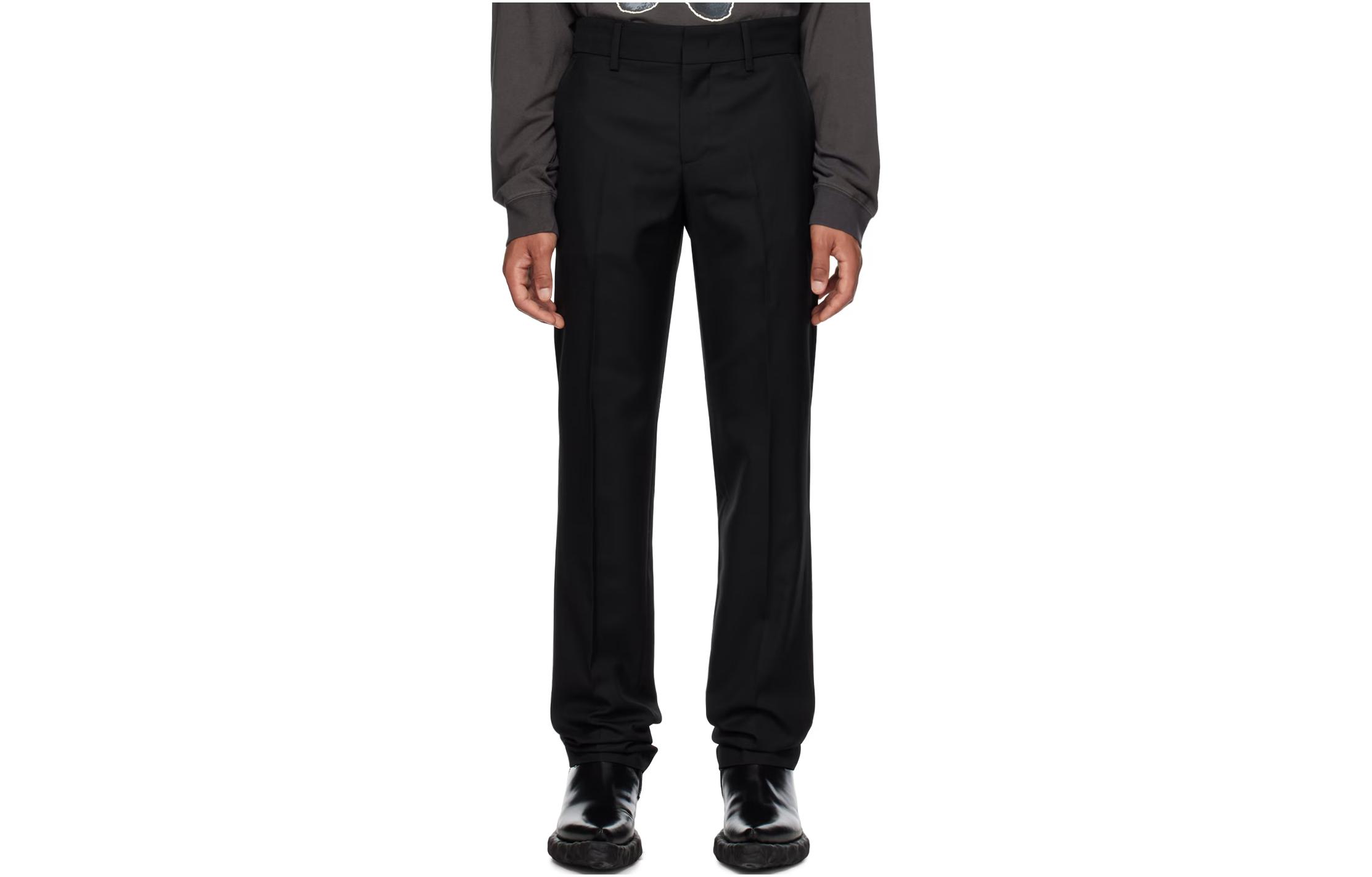 WE11DONE  Black Mid-Rise Slim-Fit Straight-Leg Casual Pants WD-PT3-23-259-M-BK