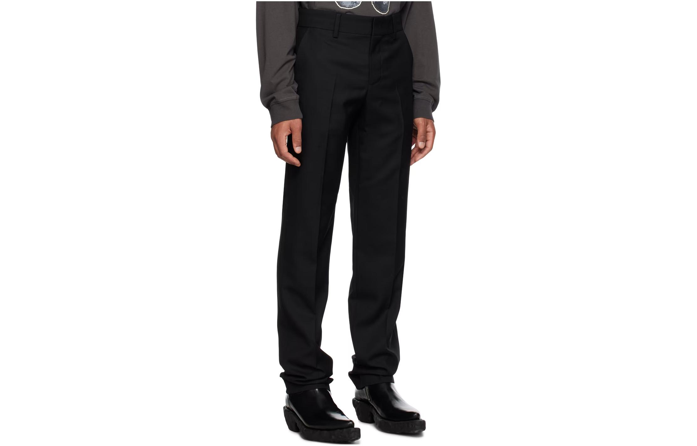 Shop WE11DONE 黑色中腰修身直筒休閒褲 WD-PT3-23-259-M-BK