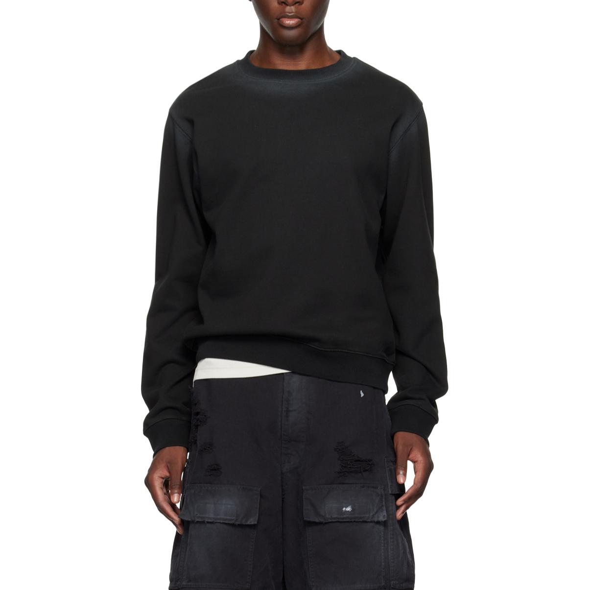 WE11DONE  Black Oversized Crewneck Long-Sleeve Sweatshirt WD-TS2-24-721-U-BK