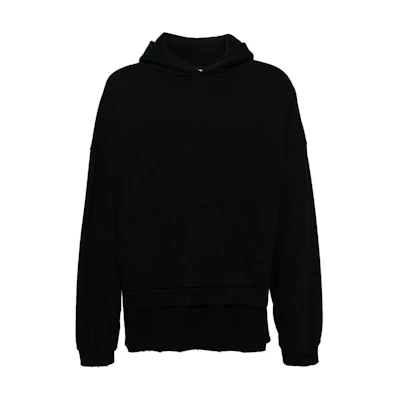 WE11DONE Black Oversized Hoodie with Beaded Letter Logo. WD-TH2-24-835-U-BK