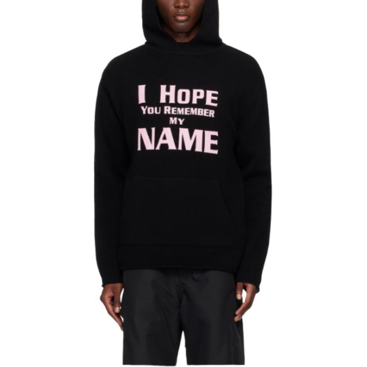 WE11DONE  Black Pullover Hoodie with Letter Print. WD-KT2-24-616-U-BK