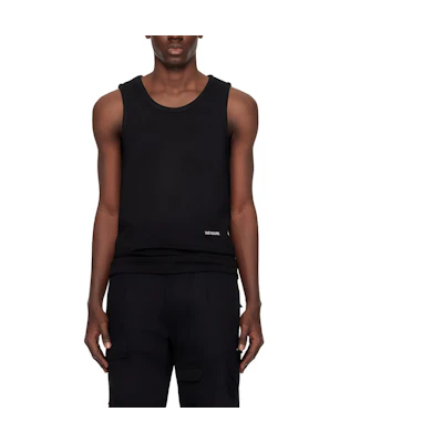 WE11DONE Black Sleeveless Tank Top with Letter Print. WD-TT1-24-881-M-BK