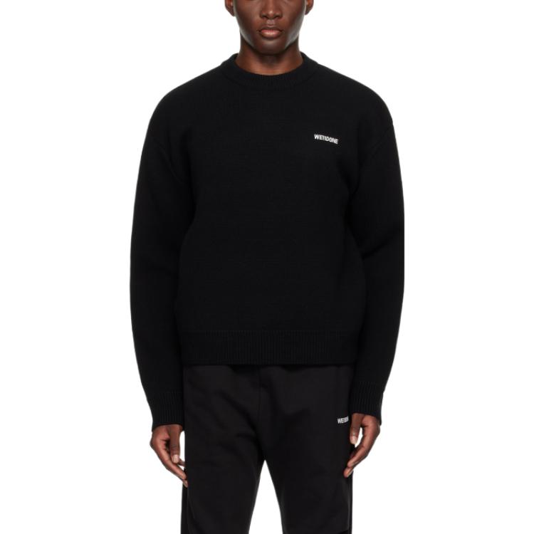 WE11DONE  Black Solid Color Slim Fit Crewneck Long Sleeve Sweater WD-KT2-24-603-M-BK 圖 2