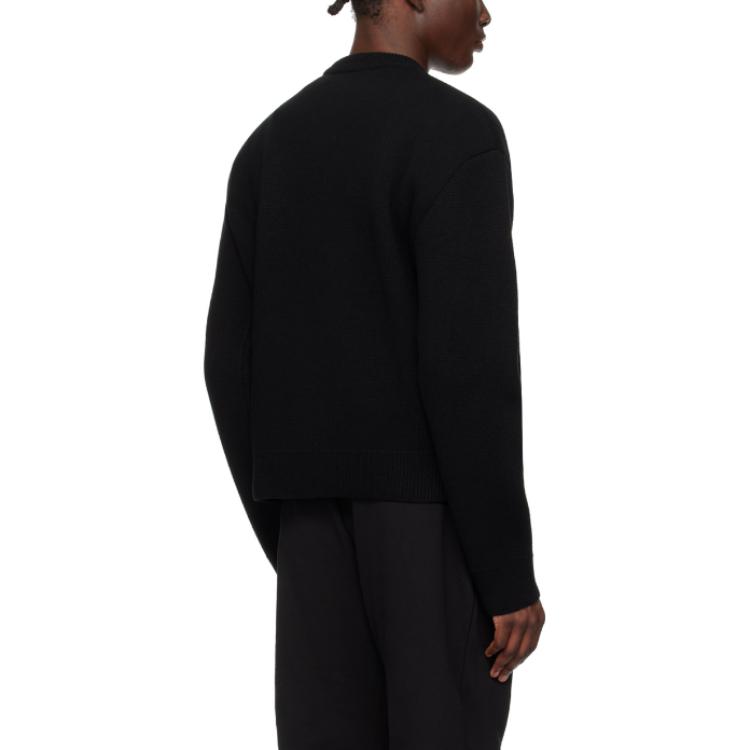 WE11DONE  Black Solid Color Slim Fit Crewneck Long Sleeve Sweater WD-KT2-24-603-M-BK 圖 3