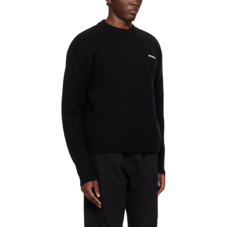 WE11DONE  Black Solid Color Slim Fit Crewneck Long Sleeve Sweater WD-KT2-24-603-M-BK 圖 4