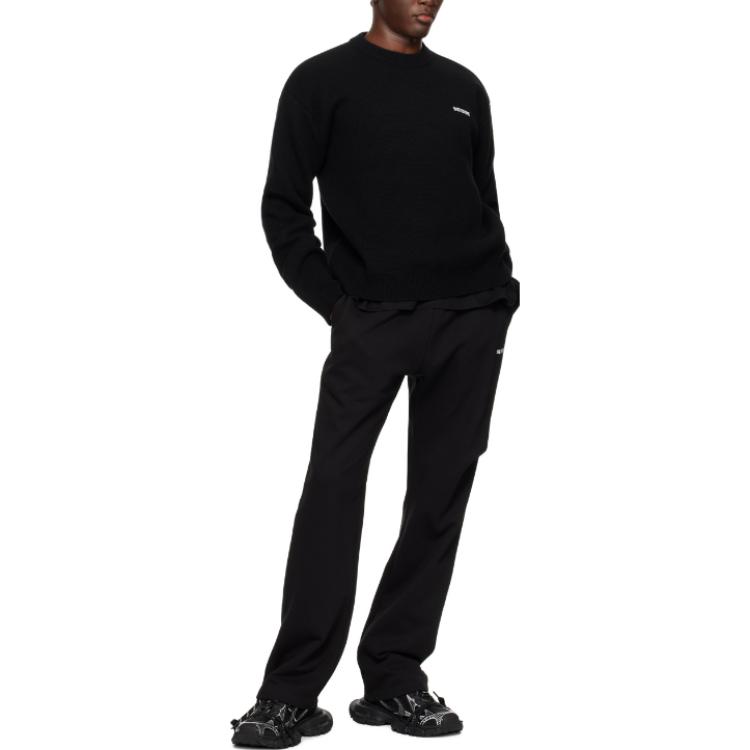 WE11DONE  Black Solid Color Slim Fit Crewneck Long Sleeve Sweater WD-KT2-24-603-M-BK 圖 5