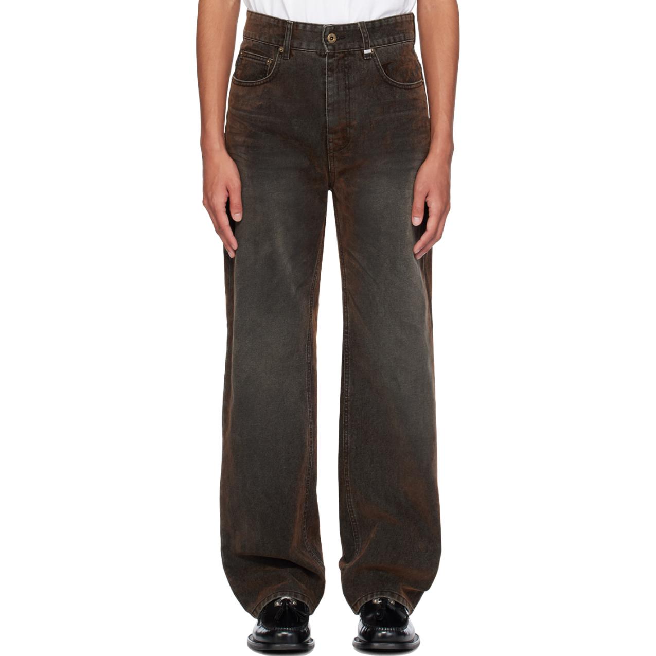 WE11DONE  Black Straight-Leg Loose Fit Jeans with Zip Logo WD-DP2-24-318-M-BK