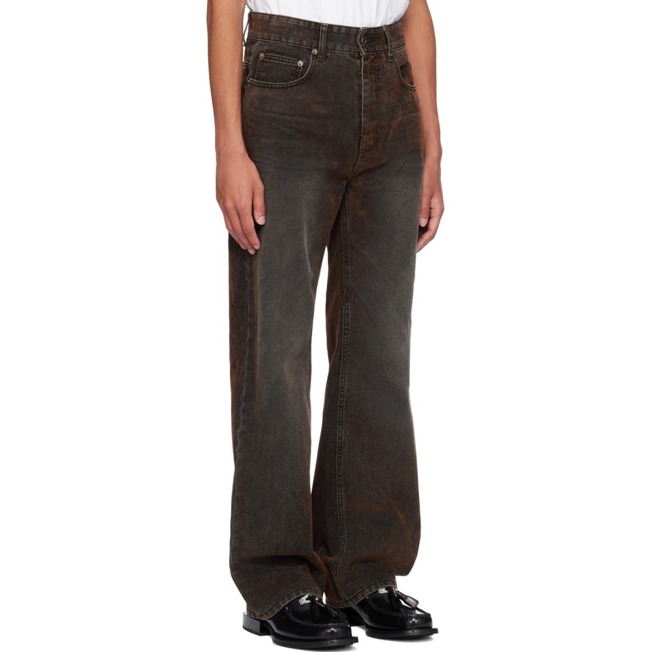 Shop WE11DONE 黑色拉鍊Logo直筒寬鬆牛仔褲 WD-DP2-24-318-M-BK