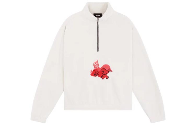 WE11DONE  Graphic Print Long Sleeve Sweatshirt White WD-TS3-23-893-U-WH