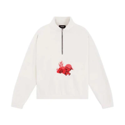 WE11DONE Graphic Print Long Sleeve Sweatshirt White WD-TS3-23-893-U-WH