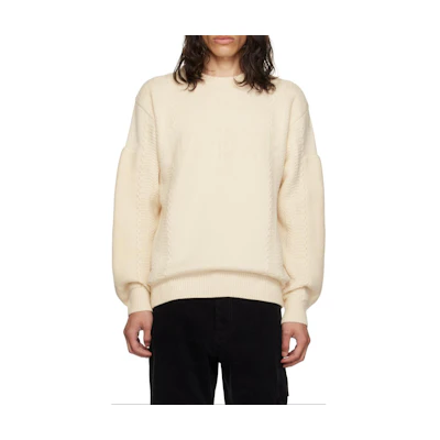 WE11DONE Ivory Pullover Knitted Crewneck Sweater WD-KT3-23-643-U-IV