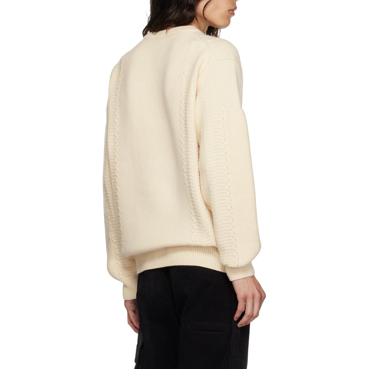 Shop WE11DONE 象牙色針織圓領毛衣 WD-KT3-23-643-U-IV