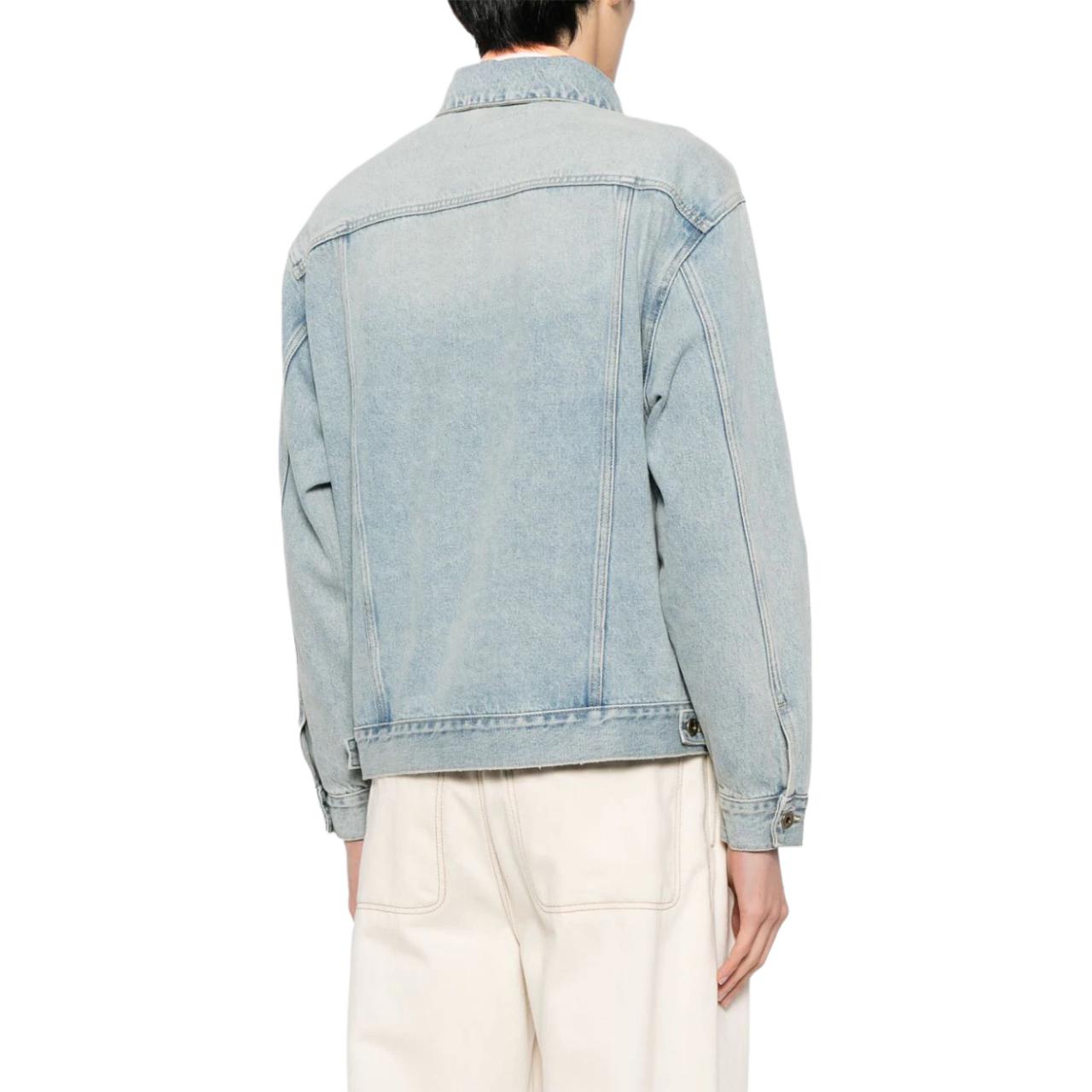 Shop WE11DONE Jaket Slim Fit Single-Breasted Biru Muda WD-DJ2-24-345-M-SK