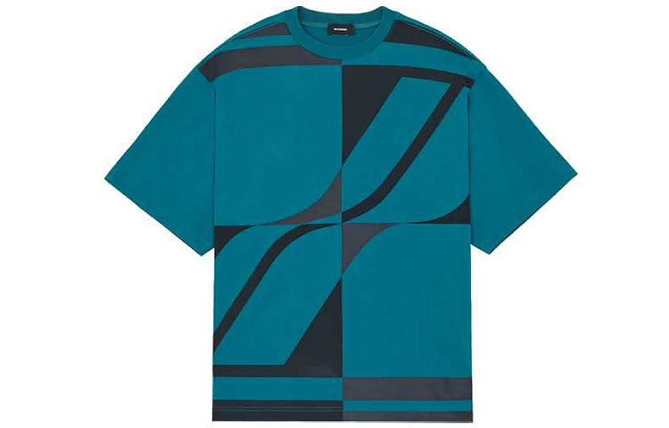 WE11DONE  Logo Print Short Sleeve T-Shirt Blue-Green WD-TT3-21-586-U-GR