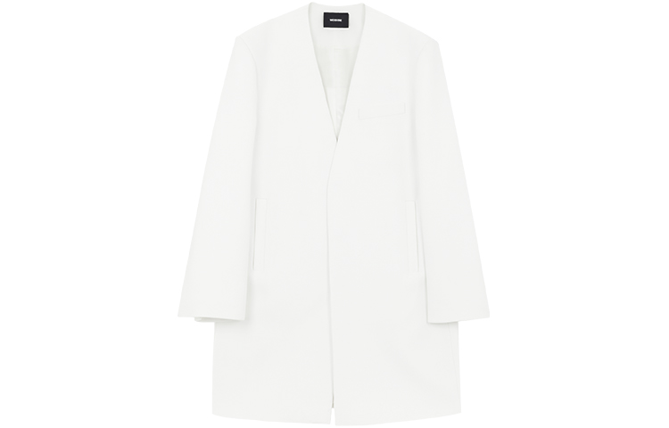 WE11DONE  Long V-Neck Single-Breasted Shoulder-Padded Coat. WD-CT1-22-090-M-WH