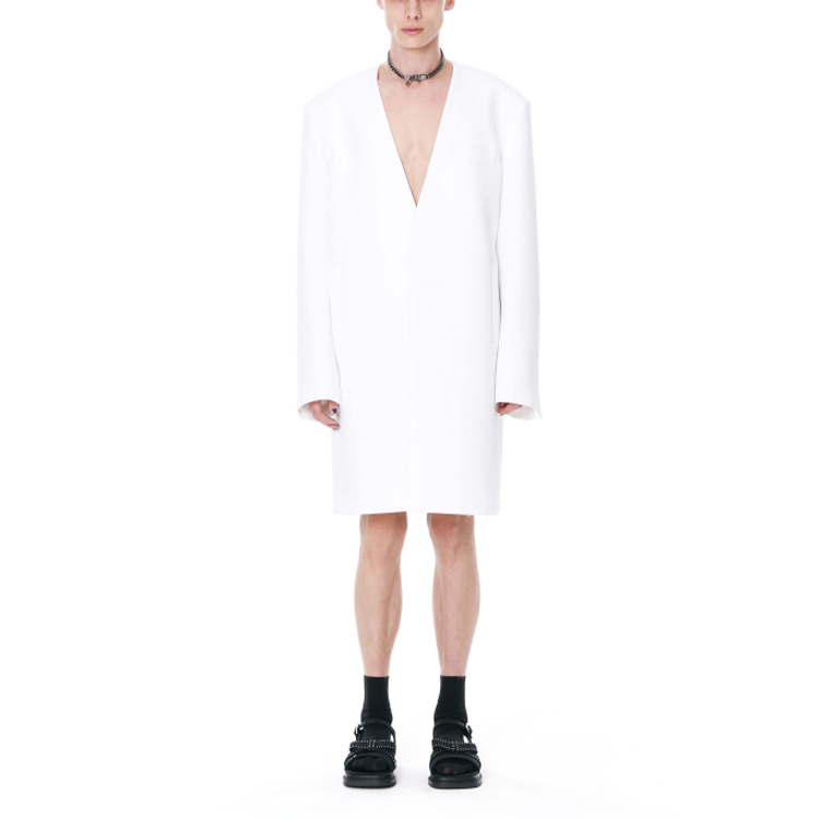 WE11DONE  Long V-Neck Single-Breasted Shoulder-Padded Coat. WD-CT1-22-090-M-WH 圖 4