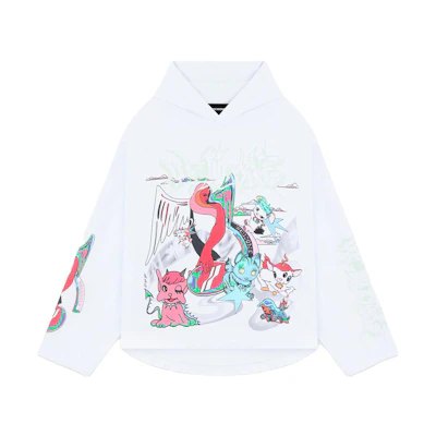 WE11DONE Oversized Cartoon Graphic Print Long Sleeve Sweatshirt - White WD-TH3-23-772-U-WH